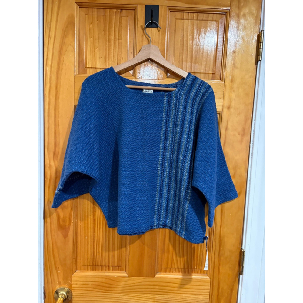 North Country Textiles Handwoven Maine Blue Poncho Top Medium NWT